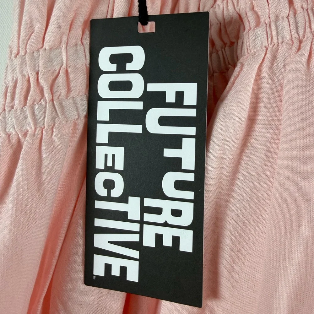 Future Collective Women's Eyelet Maxi A-Line Dress - Light Pink L - Picture 6 of 10